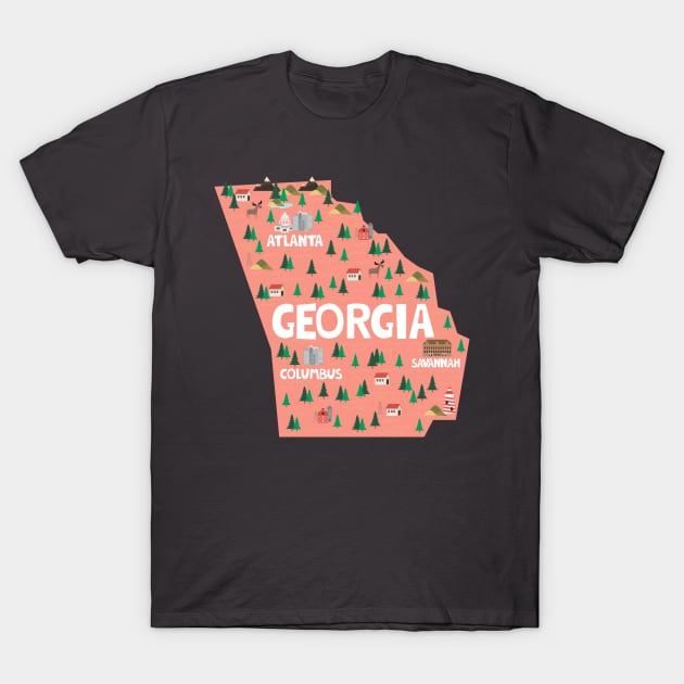 Georgia illustrated map T-Shirt by JunkyDotCom